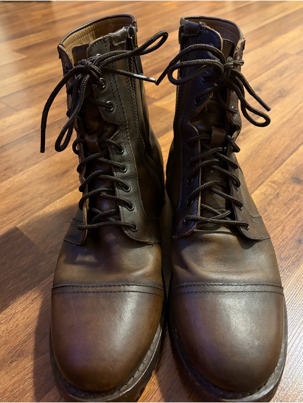 Thursday Boot Company Dark Brown Leather Lace-Up Cap-Toe Boots